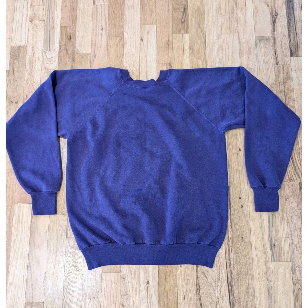 Vtg MORNING SUN 3D Floral Granny Sweatshirt Womens L Purple Pullover Crewneck - Picture 2 of 9